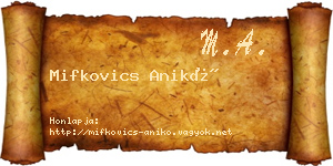 Mifkovics Anikó névjegykártya